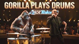 Unbelievable! Gorilla Plays Drums with Rock Singer on America's Got Talent!!