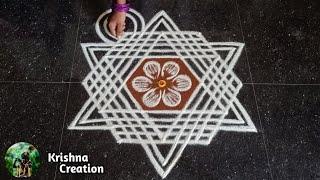 Vaigasi madham simple padi kolam | 5x3 dot easy padi kolam | pandaga muggulu | beautiful rangoli