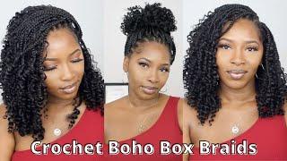 12" BOB BOHO BOX BRAIDS! |  $30 AMAZON BOHO HAIR | Illusion Crochet Method ft Niseyo