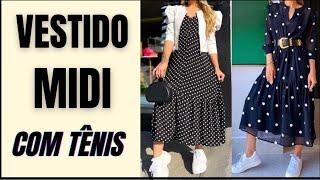 COMO USAR VESTIDO MIDI COM TÊNIS | Modelos de Vestidos Moda Evangélica