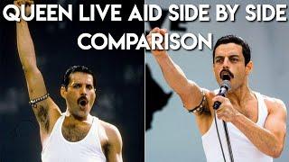 FULL Queen at LIVE AID Side By Side Comparison with Rami Malek (Bohemian Rhapsody 2018)