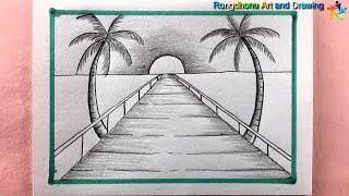 Beautiful Drawing  Pencil Drawing  Bridge Scenery