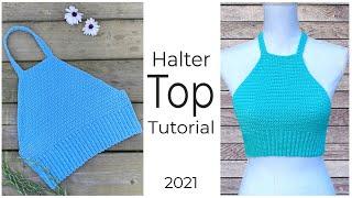 EASY Crochet HALTER Top Tutorial | How to Crochet Crop Top