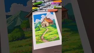 Village Colour  Art # drawing art #shorts #youtubeshorts