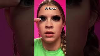 PUTTING ON 100 LAYERS OF LASHES?! *insane result* #shorts