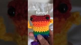 I forgot to add a mouth oops #crochet #frogs #lgbtq #amigurumi #crochetpattern #crochetprojects #gay