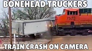 Train Hits A Truck on CAMERA | Bonehead Truckers of the Week