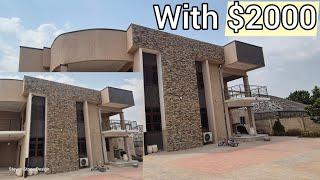 With a budget of $2,000, I designed this house with natural stone cladding in Ghana 2025