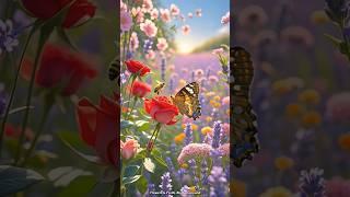 "Nature's Beauty: Butterfly Dancing on a Rose" #PeacefulMoments #NatureBeauty #cinematic