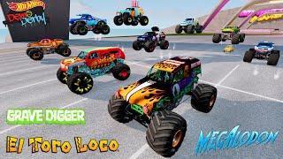 Monster Jam Mud Battle Insane Racing and Crashes BeamNG High Speed Jumps