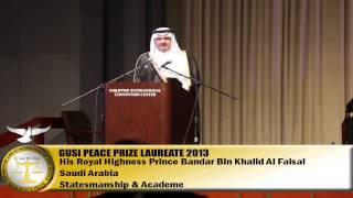 His Royal Highness Prince Bandar Bin Khalid Al Faisal (SAUDI ARABIA) receives Gusi Peace Prize 2013