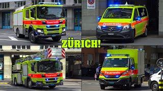 [SCHUTZ & RETTUNG ZÜRICH] - Einsatzfahrten FEUERWEHR (ELW, BMA-Löschzug & mehr) + RTW, NEF & Polizei