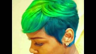 Beautiful Green Pixie Cut by Razor Chic of Atlanta