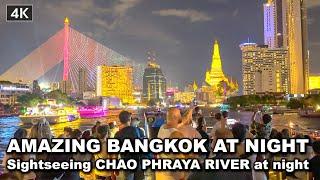 【 4K】Amazing Bangkok View at night - Vijit Chao Phraya lights show 2022
