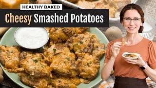 Cheesy Smashed Potatoes Healthy Baked Crispy | Non-Greasy!