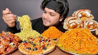 CHICKEN FRIED RICE | HAKKA NOODLES| CHILLY POTATO |PIZZA| AFGANI BURGERS| SCHEZWAN NOODLES |MUKBANG