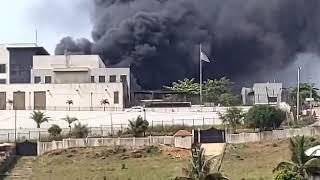 US Embassy in Sierra Leone  is on fire  presently