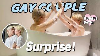 Bubble bath!Cute gay couple’s sweet surprise trip.可愛同志情侶甜蜜驚喜旅行｜ENG SUB