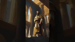 Царь Дарий кланяется Богу Израиля после того, как Даниил не пострадал в львином рве