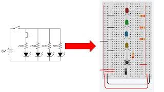 How to Build a Circuit from a Circuit Diagram | Part 2: Multiple LEDs, Buttons, Switches