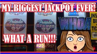 BIGGEST SLOT MACHINE JACKPOT Caught Live on Triple Red Hot 7s  Top Dollar! MASSIVE JACKPOT!!