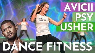 Uplifting Dance Fitness Workout | Cardio Aerobic Exercise | Avicii: Levels, Psy: Daddy, Usher: Yeah