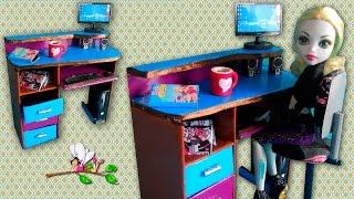 How to make a computer table for dolls Monster High, Barbie / Muza Rukodeliya 