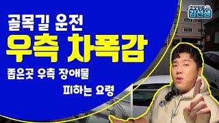 골목길 운전/좁은길 운전/우측차폭감/골목길 차피하기/낮은 장애물 피하기