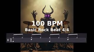 100 BPM - 4/4 - Basic Rock Beat - Drum Only Backing Track