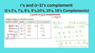 1.9 r's and (r-1)'s complement | 1's 2's, 7's, 8's, 9's,10's, 15's, 16's Complements | తెలుగు