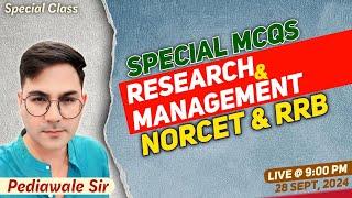 NORCET 7.0 & RRB, Research & Management Special MCQs Class by Dr. Pankaj Singh Sir