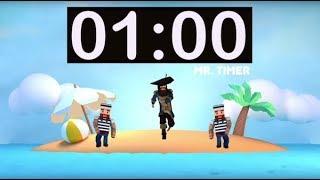 1 Minute Timer with Music for Kids! Countdown Timer 1 Minute with Alarm for Children, Pirates, Class