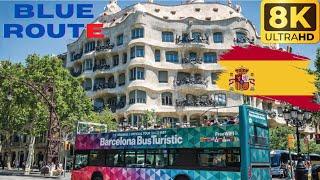 【8K】Barcelona: Barcelona Bus Turistic - Sightseeing Bus Tour - Blue Route