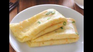 雞蛋煎餅。egg pancakes with Scallion