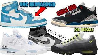 AIR JORDAN 1 UNC REIMAGINED 2025 +SWAROVSKI, AJ 3 CHILE RED, AJ 4 ALUMINUM, AIR MAX 95 NEON + MORE