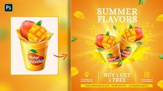 Mango Juice Social Media Banner Design | Adobe Photoshop Tutorial