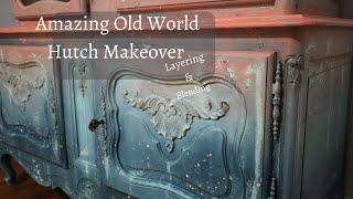 Old World Hutch Makeover, Layering and Blending Clay Paint