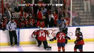 Tim Thomas groin injury Chicago Blackhawks vs Florida Panthers 10/22/13 NHL Hockey