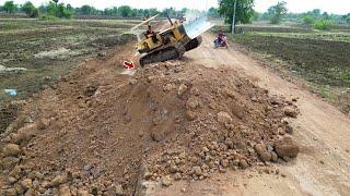 Excellent Skill of building Road Foundation In A Local Area with Trimming Near the Rice field