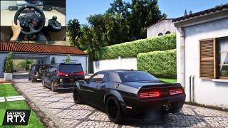 2022 Dodge Challenger SRT Hellcat | MAFIA GANG CONVOY | GTA 5 | Steering wheel gameplay