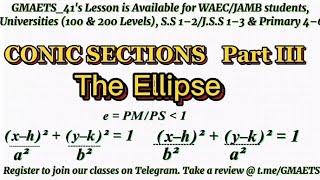 THE ELLIPSE– CONIC SECTIONS//MAT 102/FEG 102