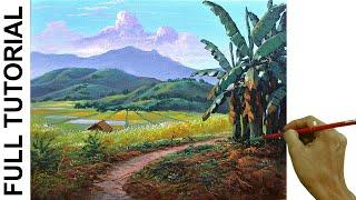 Tutorial: Landscape Acrylic Painting / Rice Fields and Bananas / JMLisondra
