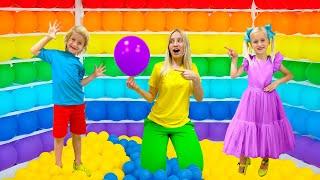 Katya and Dima - Balloon Cube Challenge and other funny stories for kids