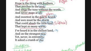 "Hope is the thing with feathers" annotation