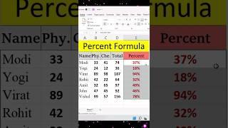 Percentage Formula in Excel ️ How to Calculate Percentage in Excel #shorts #computer #excel