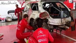 WRC 73 Rally Poland 2016 - 30 min Service of Stephane Lefebvre damaged Citroen WRC