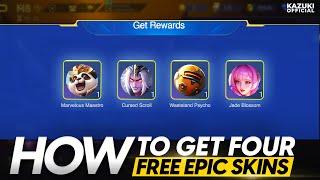 HOW TO GET 4 FREE UPCOMING SKINS | KAGURA EPIC | AKAI ANNIVERSARY | KHUFRA EPIC | GROCK SPECIAL