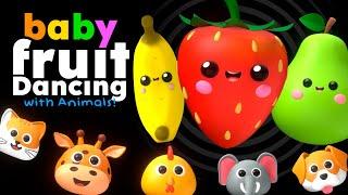 BABY FRUIT DANCING with Animals  ‍ Sensory Video with Pop Music 