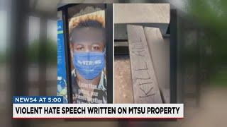 Violent hate speech written on bus stop, benches on MTSU campus