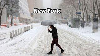 NYC Snowfall Walking Tour - Walk Through New York City 4k Snow - Manhattan Snow Storm